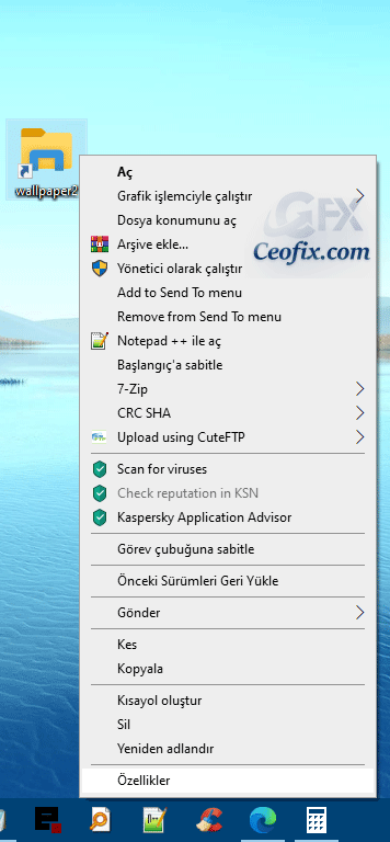 klasör özellikleri