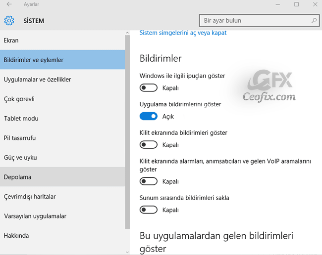 Windows'da Sağ Köşede Uygulama Bildirimi Gelmiyor