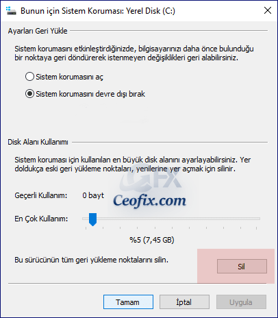 Sistem Geri Yükleme Nasıl Kapatılır Ve Neden Kapatılmalı