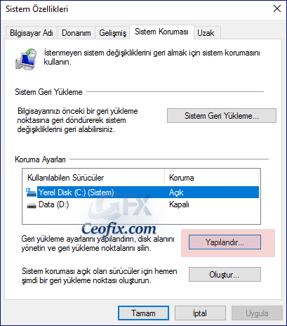 Sistem Geri Yükleme Nasıl Kapatılır Ve Neden Kapatılmalı