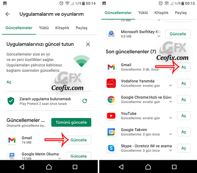 Android play store güncelleme