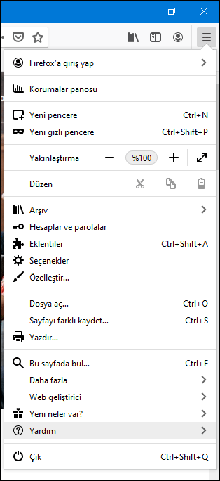 mozilla seçenekler 