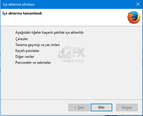 firefox içe aktarma