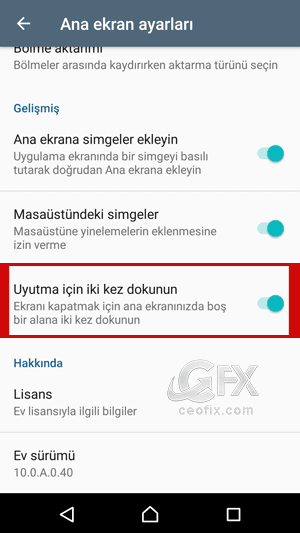 android uyutmak için iki kez dokunun