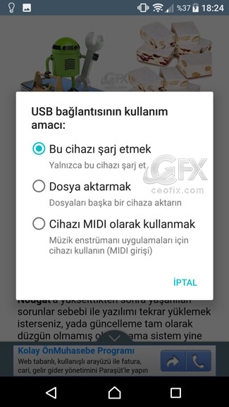 Android dosya aktarımı