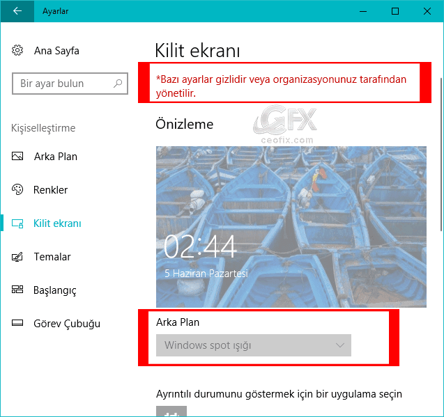 Windows 10 Kilit Ekran Ayarları Kilitlenip Grileşti