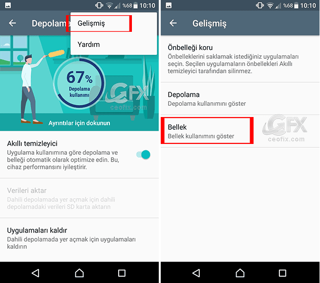 Android kullanılan Bellek miktarını görüntüleme