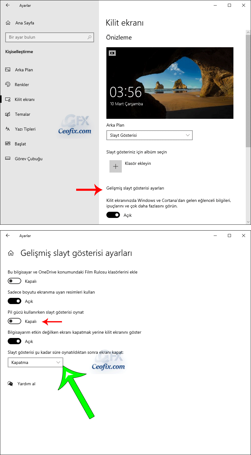 Windows 10 Süreli Slayt Gösterisi Nasıl Ayarlanır