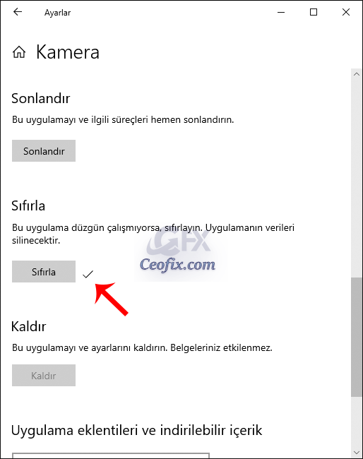 Windows 10 da Kamera Uygulaması Nasıl Sıfırlanır