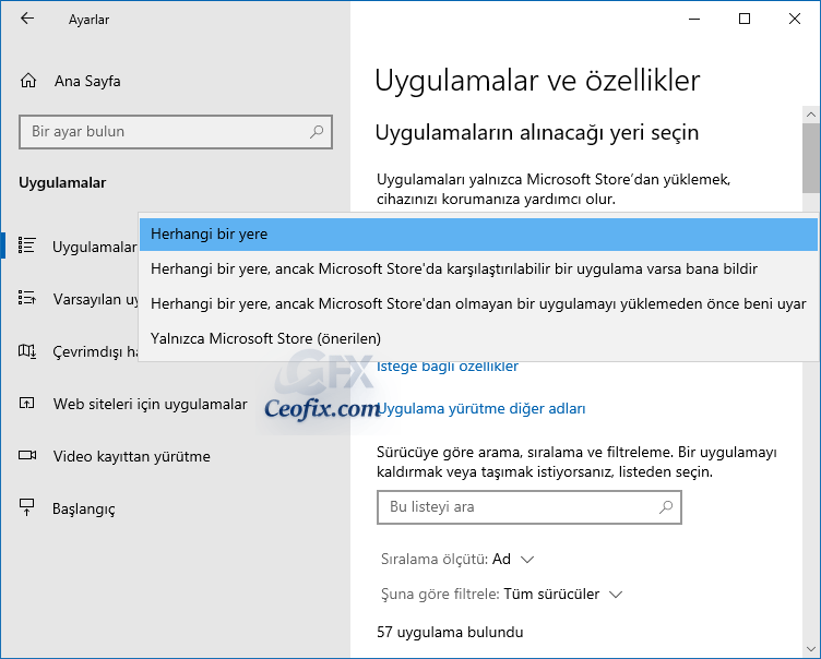 Windows 10 Uygulamaların Yükleme İzni