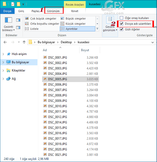 Windows 10 Ve Windows 7 de Dosya Uzantılarını Gösterme