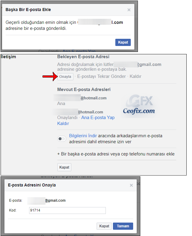 facebook e-posta değiştir