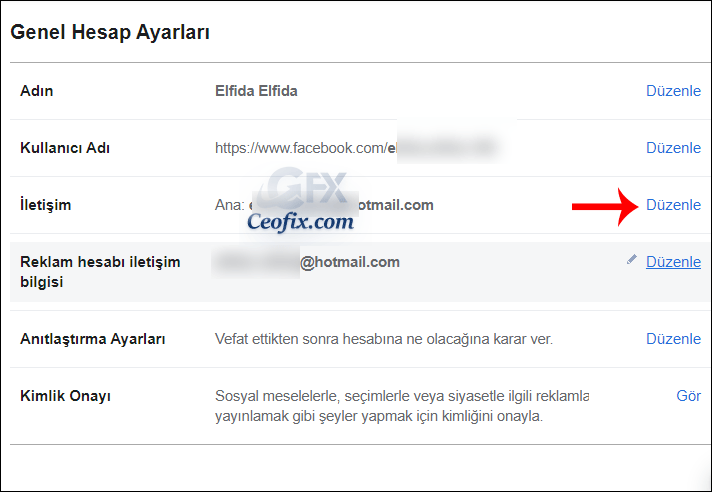 Facebook Genel Hesap Ayarları
