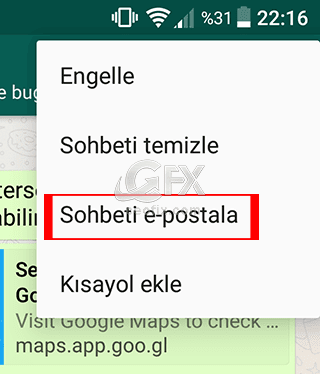 Whatapp Sohbetini Mail Adresine Gönder