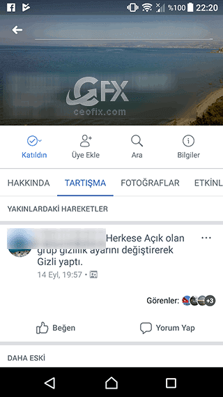 facebook katıldın sekmesi