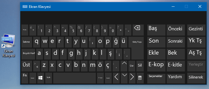 Windows 10 Masa Üstüne Ekran Klavyesini Ekle