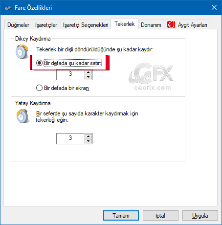 Fare ayarları