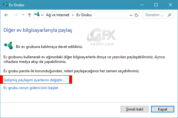 Gelişmiş paylaşım ayarları