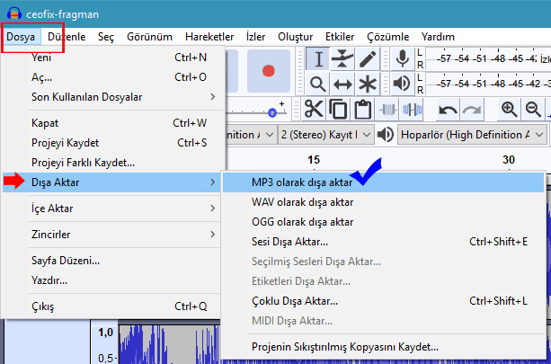 Audacity İle Her Ses Formatını MP3'e Çevir