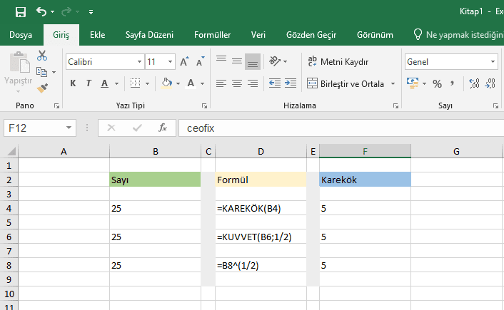 3 Farklı Yöntem İle Excel'de Bir Sayının Karekökünü Bulalım