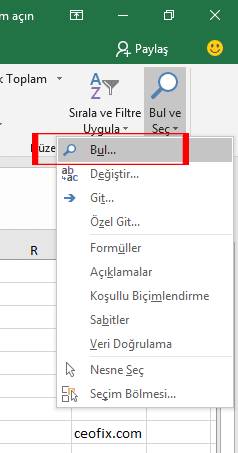 Microsoft Excel'de Bul ve Değiştir Nasıl kullanılır?