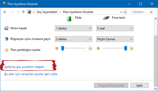 Bilgisayarın Güç Düğmesi Eylemini Değiştirme