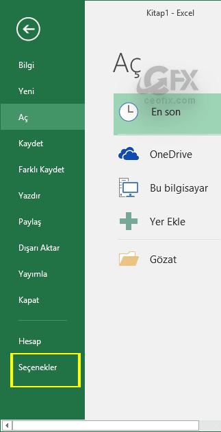 Doldurma tutamacını gösterme