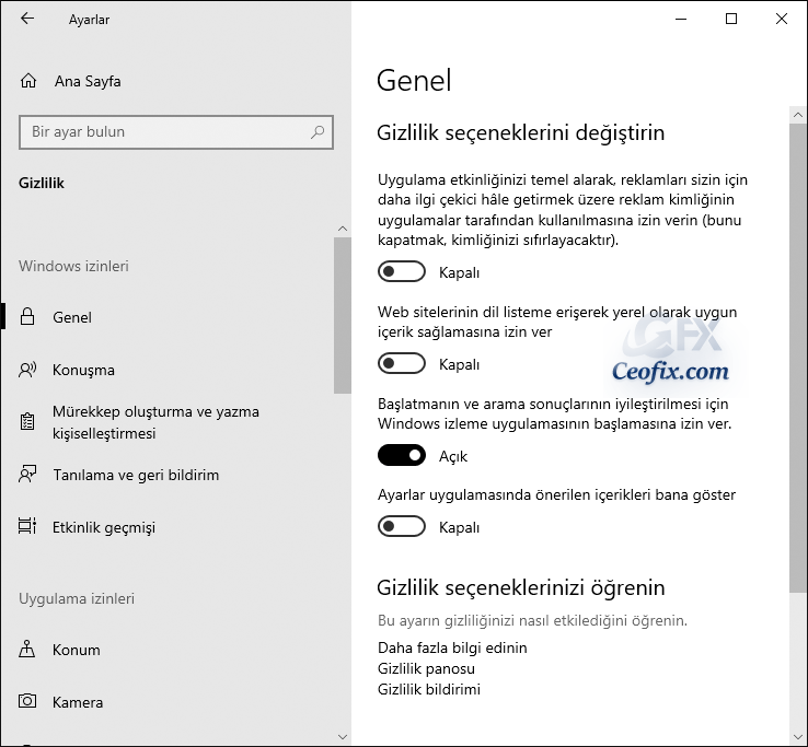 Windows 10'da Gizliliğini Koru