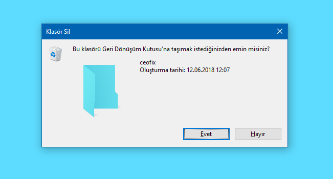 Windows’da Dosya Silme Onayı Etkinleştirme