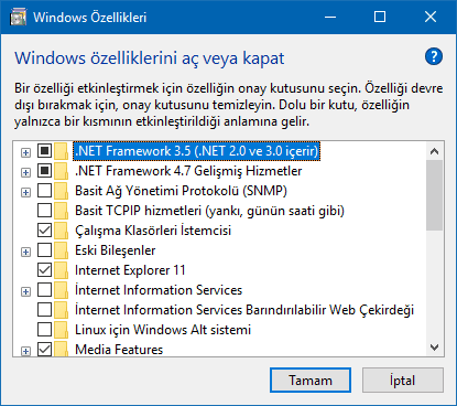 Windows Özelliklerini Tek Tık İle Aç