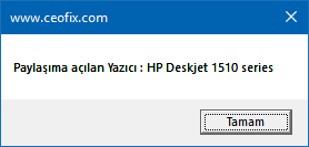 Yazıcı paylaşıma açıldı
