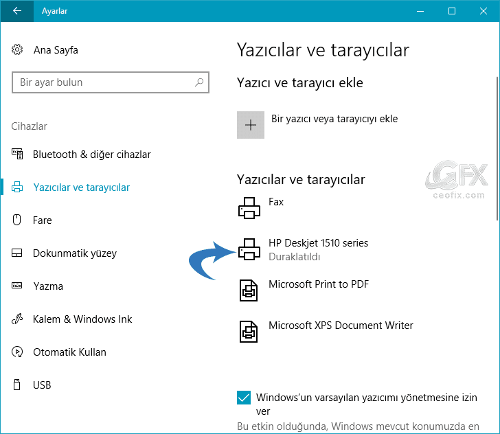 yazıcı duraklatıldı hatası