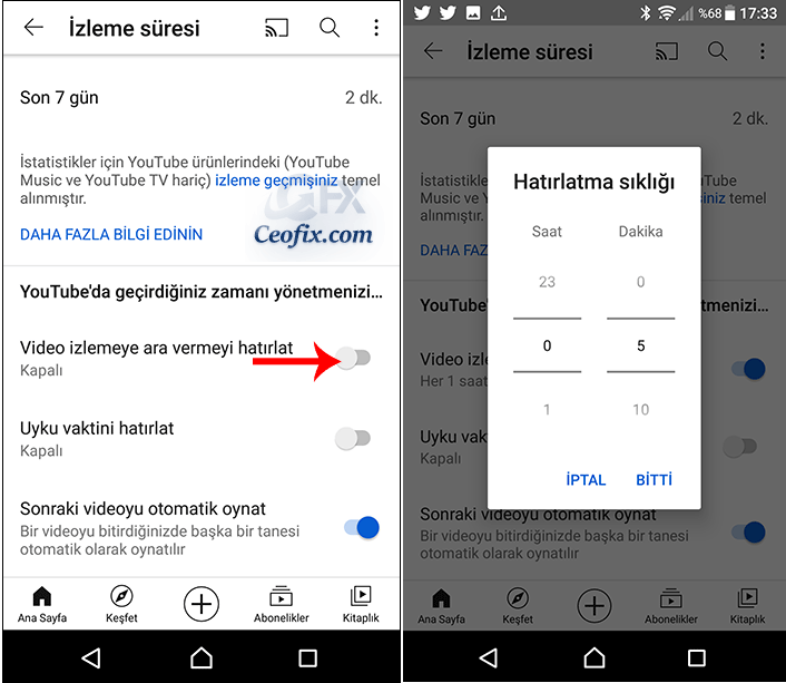 Youtube video izleme süresi ayarla