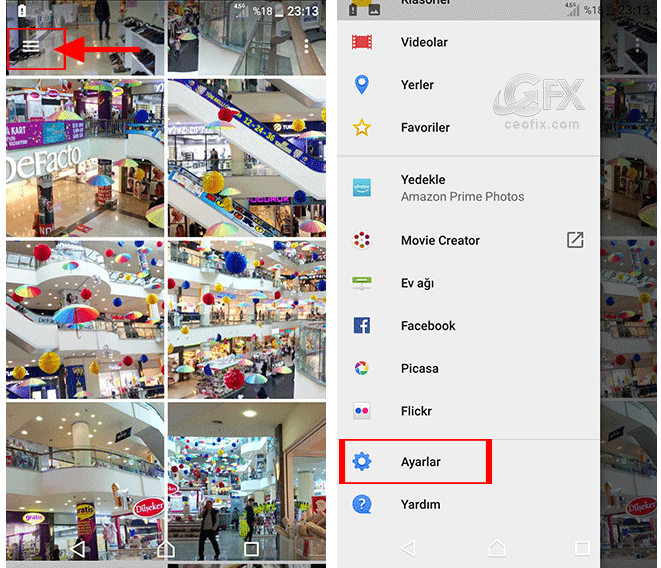 Android telefonun albüm uygulamasında karanlık tema nasıl ayarlanır?