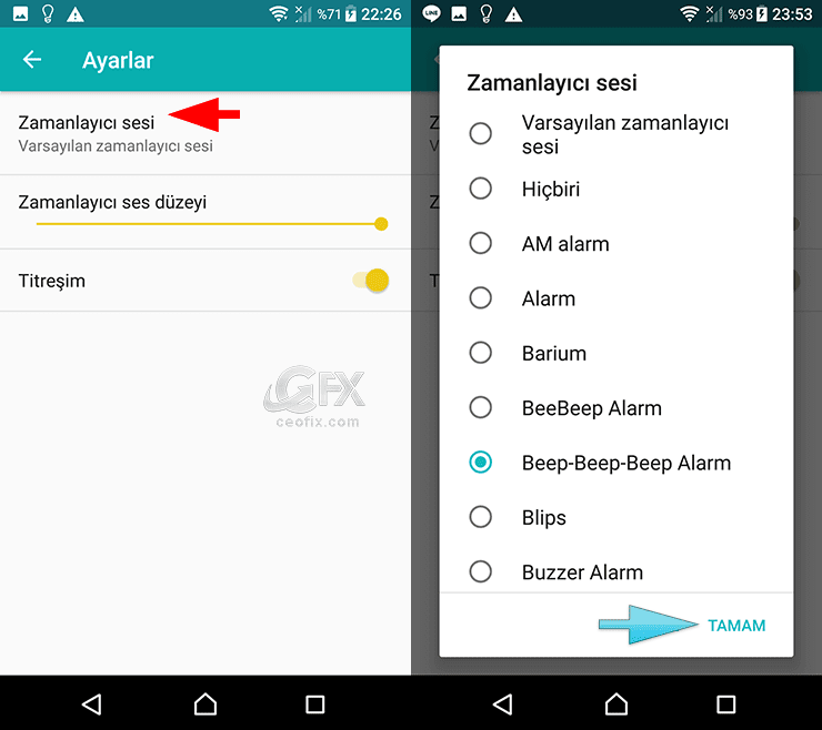 Android Geri Sayım Sayacı Zil Sesi Değiştir