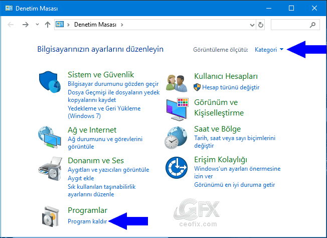 denetim masası program kaldırma