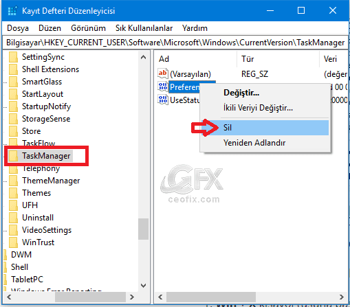 Windows 10'da görev yöneticisi ayarları nasıl sıfırlanır?