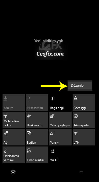 Hızlı erişimler menüsü
