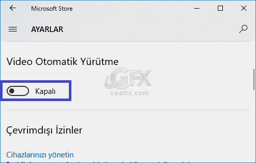 Mağaza Uygulamasında Otomatik Video Oynatmayı Kapat
