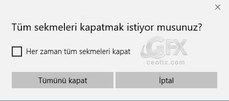 Edge tarayıcısında tüm sekmeleri kapatma onay kutusunu aktif etme 