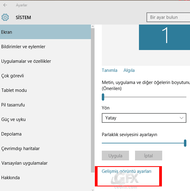 Gelişmiş görüntü ayarları