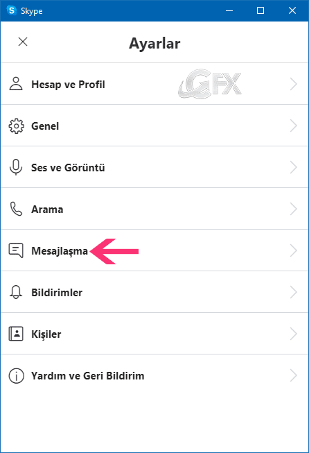 Skype mesajlaşma ayarları