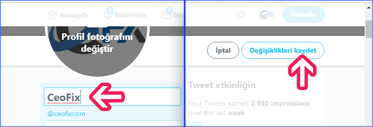 twitter'da isim soyisim değiştirme nasıl yapılır
