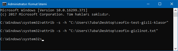 Windows 10'da gizli Klasör yada dosya Yap - www.ceofix.com