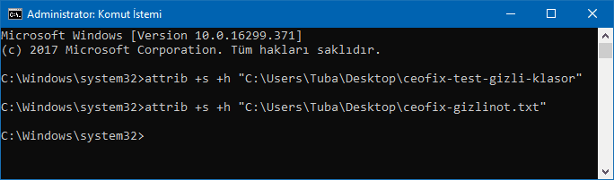 Windows 10'da gizli Klasör yada dosya Yap - www.ceofix.com