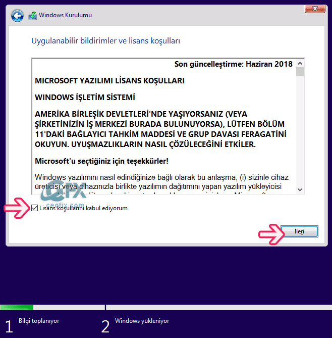 windows lisans koşulları