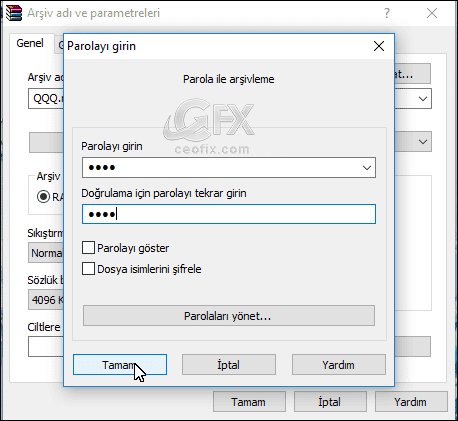 Winrar İle Özel Dosyaları Şifreleme -www.ceofix.com