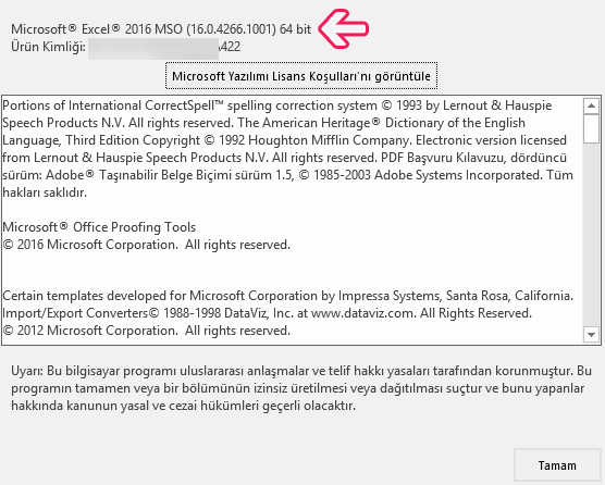 Microsoft Office'in Kaç Bit Olduğunu Nasıl Anlarım