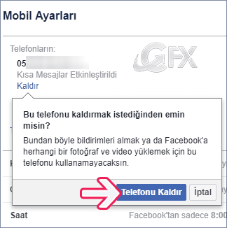 Facebook'tan telefon numarasını kaldırma