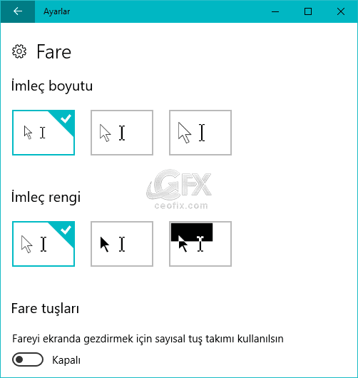 Fare İmlecinin Boyutu Ve Rengi Nasıl Değişir